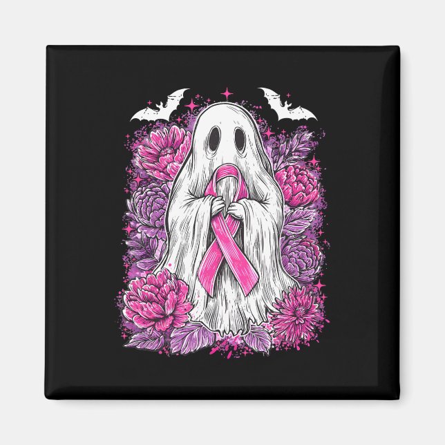 Ghost Ribbon Breast Cancer Awareness Halloween Flo Magnet (Framsidan)