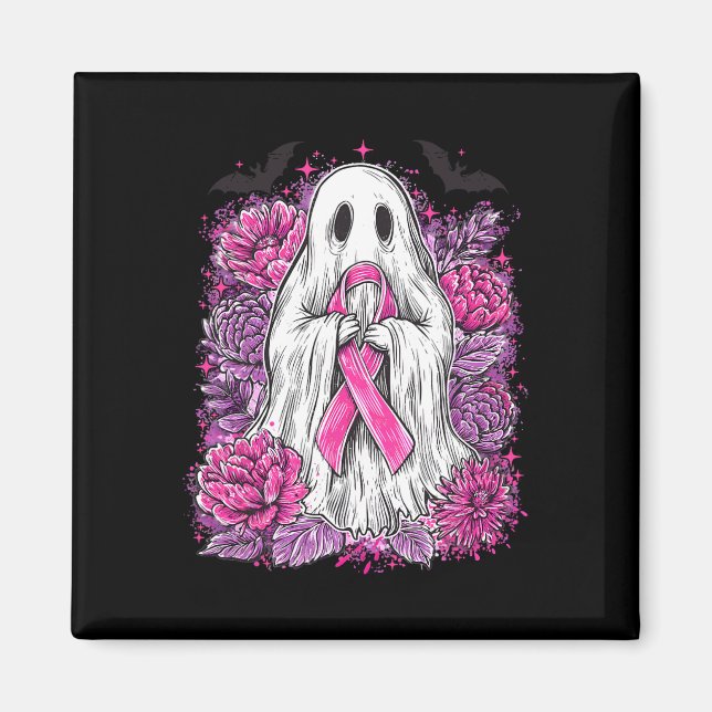 Ghost Ribbon Breast Cancer Awareness Halloween Flo Magnet (Framsidan)