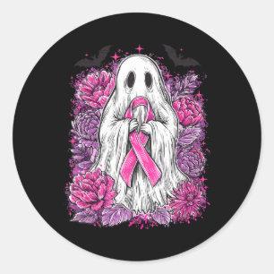 Ghost Ribbon Breast Cancer Awareness Halloween Flo Runt Klistermärke