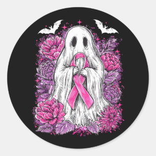 Ghost Ribbon Breast Cancer Awareness Halloween Flo Runt Klistermärke
