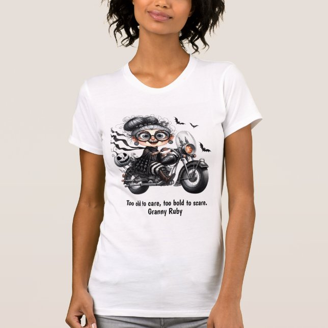 Ghost Rider Granny - Halloween på motorvägen T Shirt (Framsida)