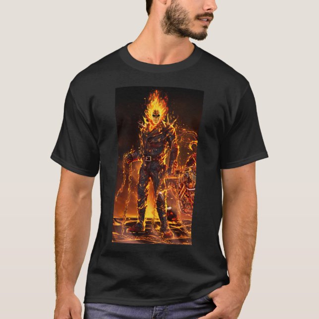 Ghost Rider the Fire Man vackra Hett Design   T Shirt (Framsida)