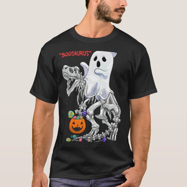 Ghost Riding Dinosaur Shirt - Skeleton T-Rex Skull T (Framsida)
