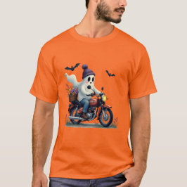 Ghost Riding Motorcycle med Flowers Halloween T Shirt