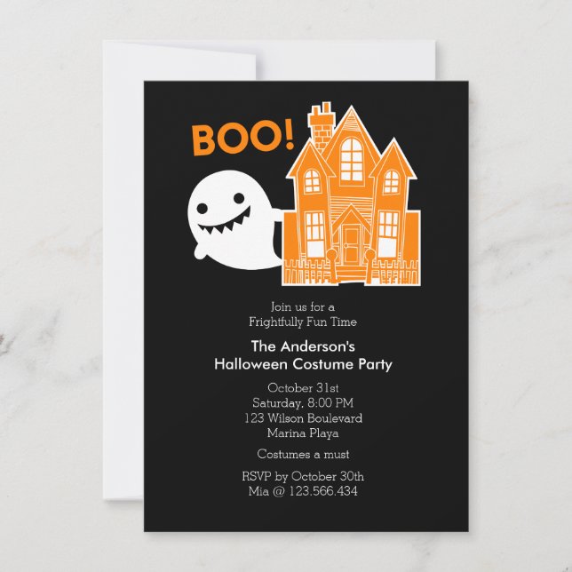 Ghost-Roligt, inte lika scary Halloween fest-inbju Inbjudningar (Framsida)