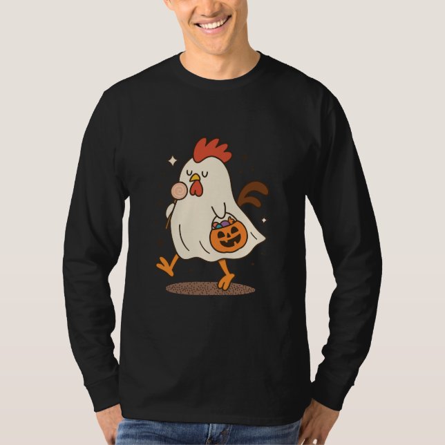 Ghost Rooster Halloween T-Shirt (Framsida)