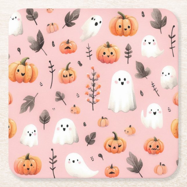Ghost rosa Helloween Wrapping Papper Lakan Underlägg Papper Kvadrat (Framsidan)