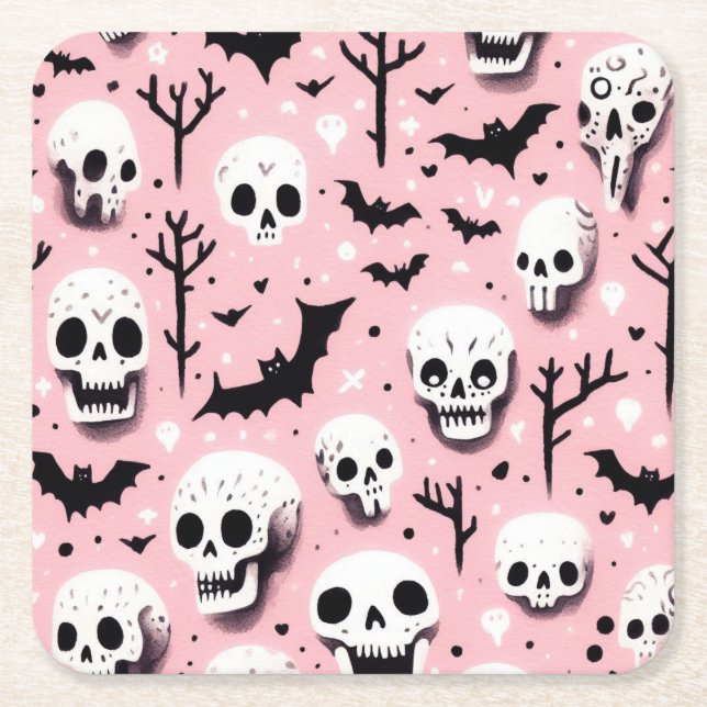 Ghost rosa Helloween Wrapping Papper Lakan Underlägg Papper Kvadrat (Framsidan)