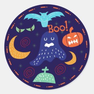 Ghost sa boo roligt halloween runt klistermärke