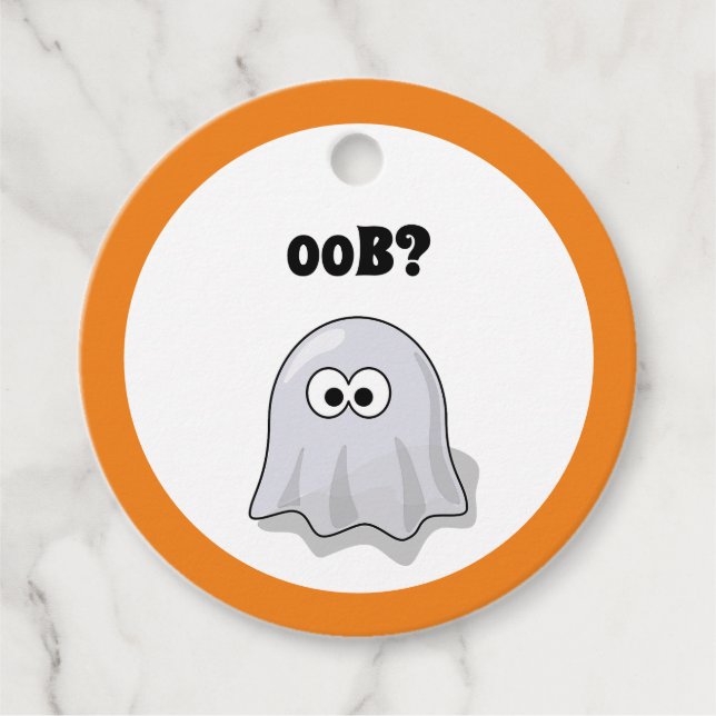 Ghost säger "Oob"? Funny Halloween-Tecknad Gåvor Etiketter (Framsida)