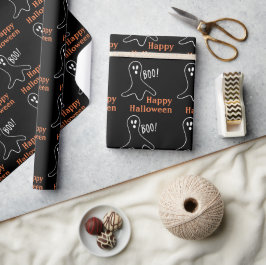 Ghost Say Boo Happy halloween Black and Orange Presentpapper