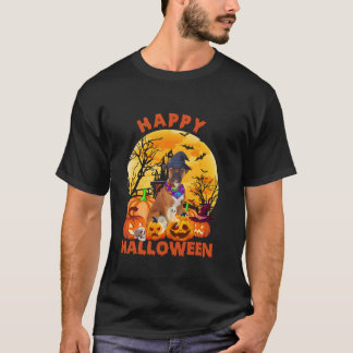 Ghost Scary Pumpkin Måne Witch Boxer Hund Hal T Shirt
