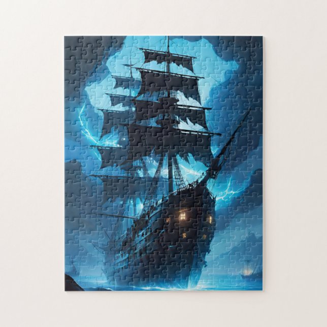 ghost ship, pirate ship, fog, sailboat pussel (Vertikal)