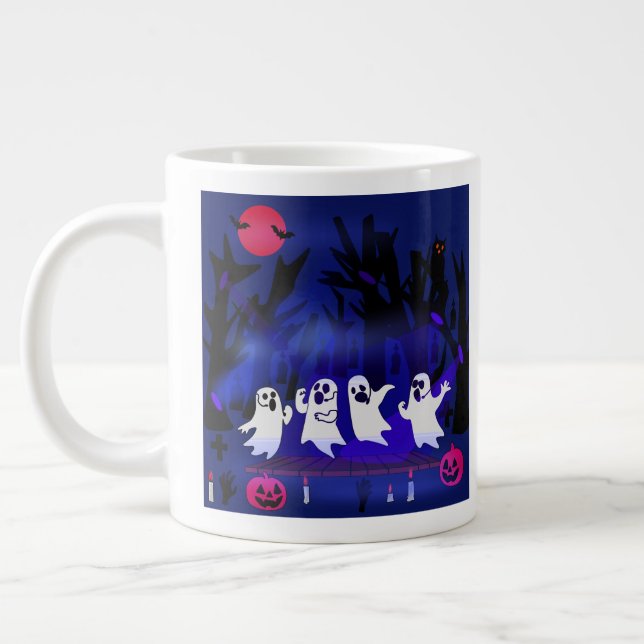 Ghost Singing Tävling i Haunted Forest Graveyard Jumbo Mugg (Vänster)