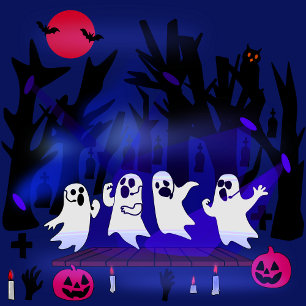 Ghost Singing Tävling i Haunted Forest Graveyard T Shirt