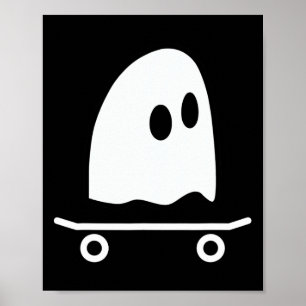 Ghost Skateboard Lata Halloween Kostym Rolig Skate Poster