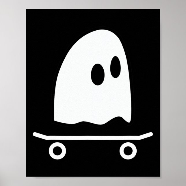 Ghost Skateboard Lata Halloween Kostym Rolig Skate Poster (Framsidan)