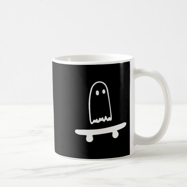 Ghost Skateboard Lazy Halloween Costume Funny Skat Kaffemugg (Höger)