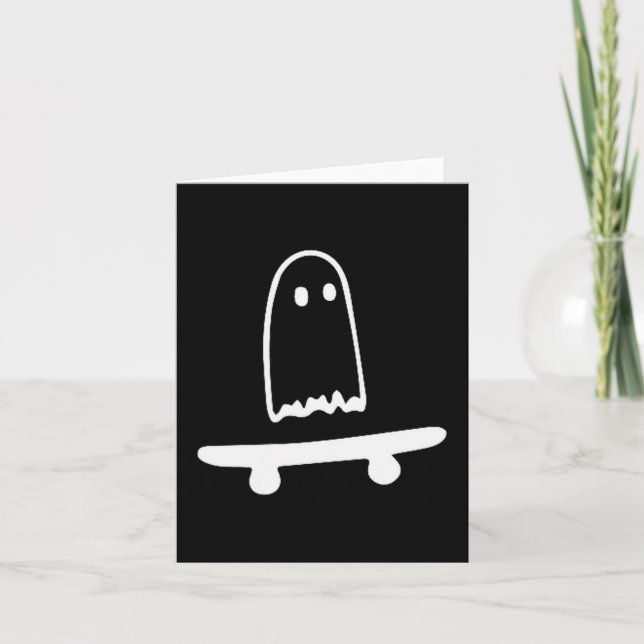 Ghost Skateboard Lazy Halloween Costume Funny Skat Kort (Framsida)