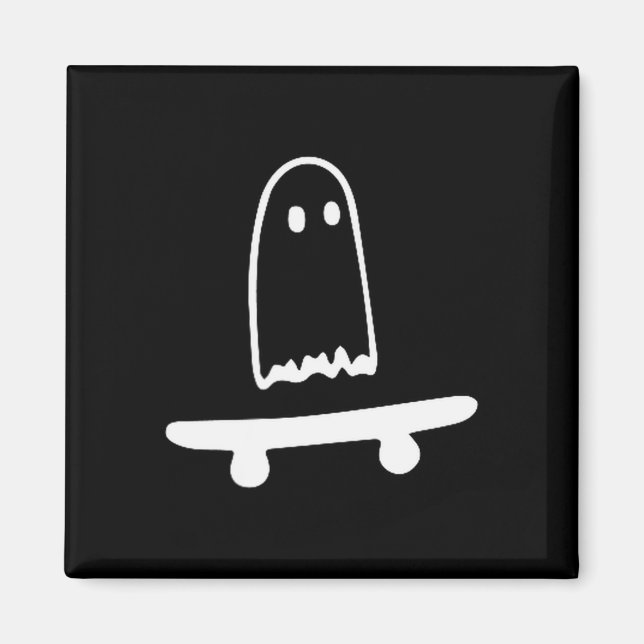Ghost Skateboard Lazy Halloween Costume Funny Skat Magnet (Framsidan)