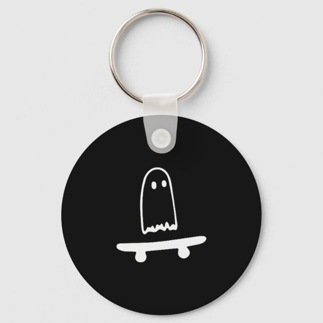 Ghost Skateboard Lazy Halloween Costume Funny Skat Nyckelring (Framsida)