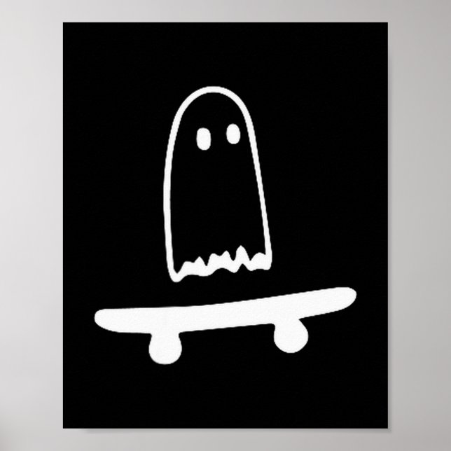 Ghost Skateboard Lazy Halloween Costume Funny Skat Poster (Framsidan)