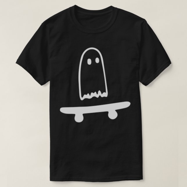 Ghost Skateboard Lazy Halloween Costume Funny Skat T Shirt (Design framsida)
