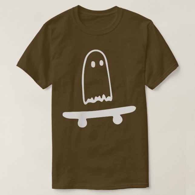 Ghost Skateboard Lazy Halloween Costume Funny Skat T Shirt (Design framsida)