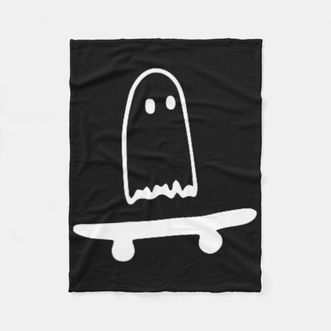 Ghost Skateboard Lazy Halloween Costume Roligt Ska Fleecefilt (Framsidan)