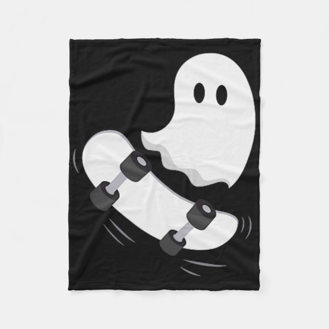 Ghost Skateboard Lazy Halloween Costume Roligt Ska Fleecefilt (Framsidan)