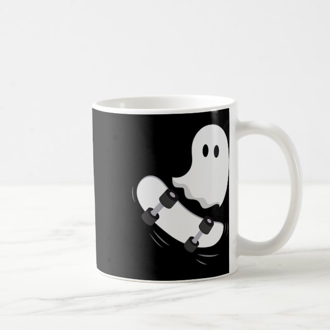 Ghost Skateboard Lazy Halloween Costume Roligt Ska Kaffemugg (Höger)