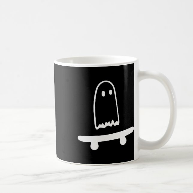 Ghost Skateboard Lazy Halloween Costume Roligt Ska Kaffemugg (Höger)