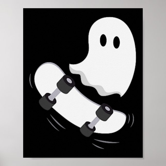 Ghost Skateboard Lazy Halloween Costume Roligt Ska Poster (Framsidan)