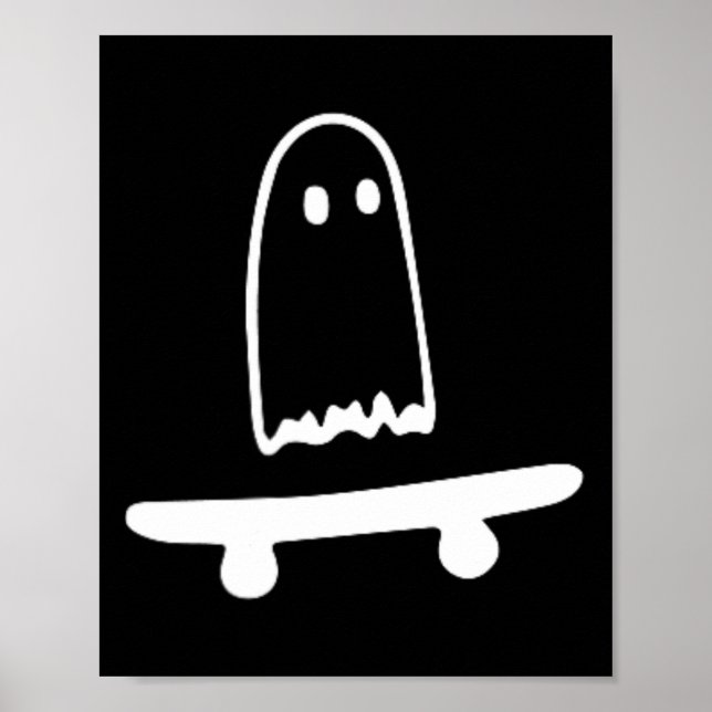 Ghost Skateboard Lazy Halloween Costume Roligt Ska Poster (Framsidan)