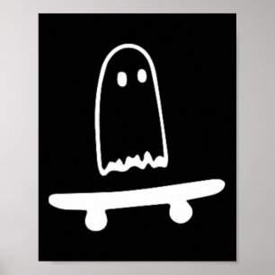 Ghost Skateboard Lazy Halloween Costume Roligt Ska Poster