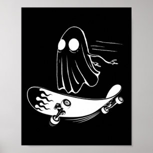 Ghost Skateboard Roligt Skateboard Lätt Halloween Poster