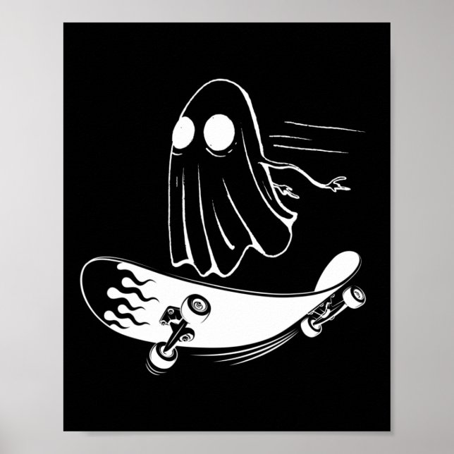 Ghost Skateboard Roligt Skateboard Lätt Halloween Poster (Framsidan)