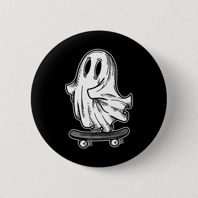 Ghost Skateboarder Blackwork Knapp (Framsida)