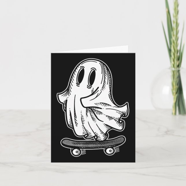Ghost Skateboarder Blackwork  Kort (Framsida)