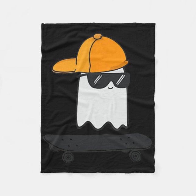 Ghost Skateboarding Lata Halloween Kostym Rolig S Fleecefilt (Framsidan)