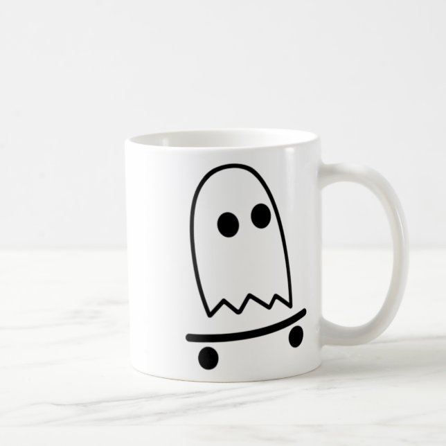 Ghost Skateboarding Lazy Halloween Costume Roligt  Kaffemugg (Höger)