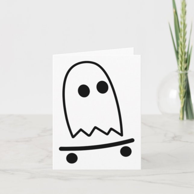 Ghost Skateboarding Lazy Halloween Costume Roligt  Kort (Framsida)