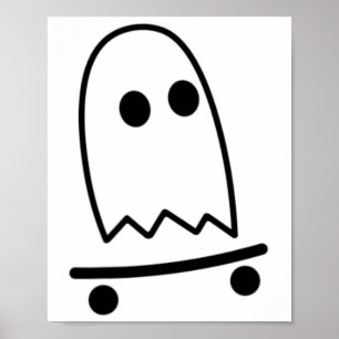 Ghost Skateboarding Lazy Halloween Costume Roligt Poster