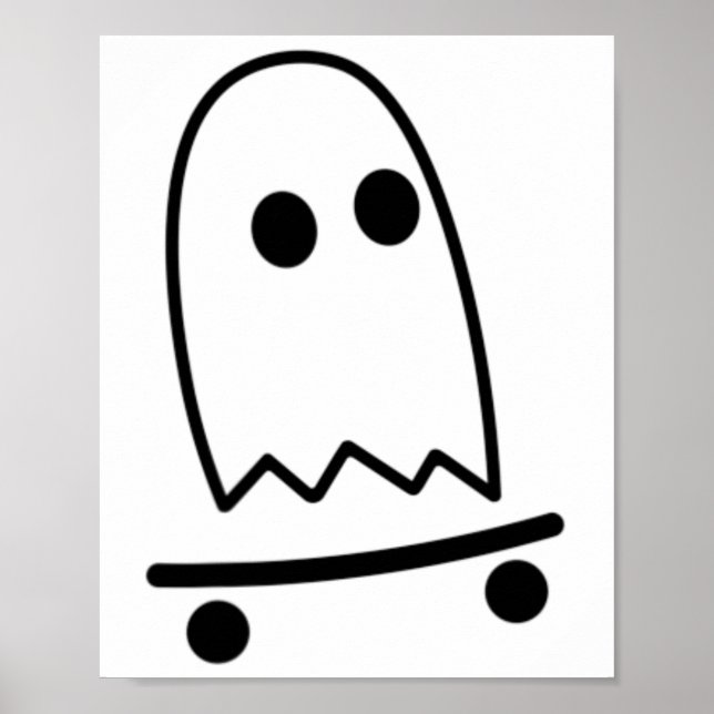 Ghost Skateboarding Lazy Halloween Costume Roligt  Poster (Framsidan)