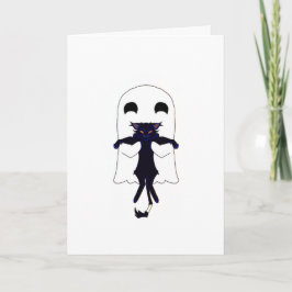 Ghost + Skrämt svart katt-visitkort Kort