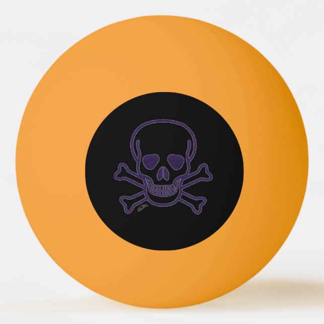 Ghost Skull gult glöd 1 stjärna ping pong boll (Framsidan)