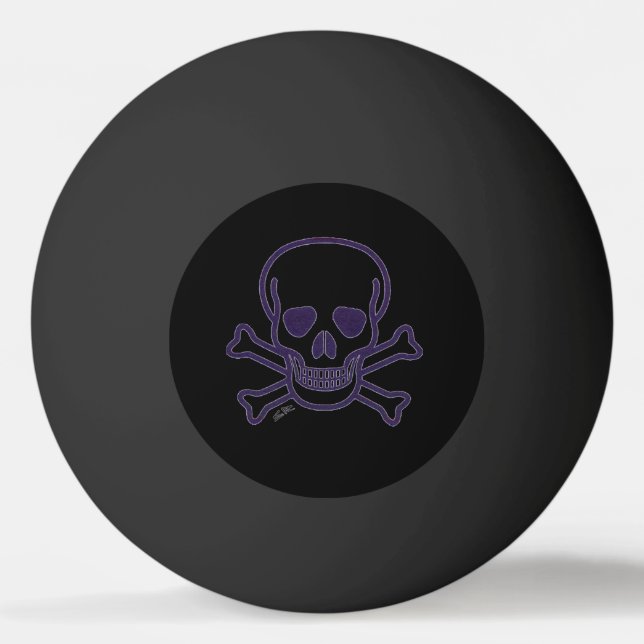 Ghost Skull, svart 1 stjärnig pong boll (Framsidan)