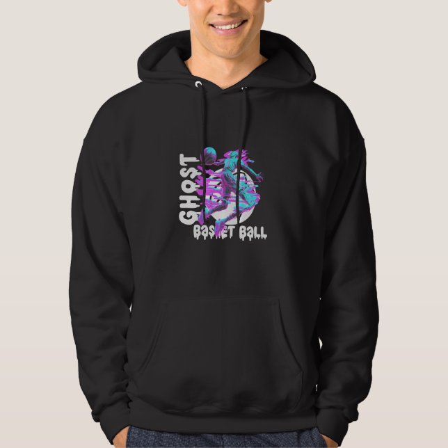 Ghost spelar basketboll hoodie (Framsida)