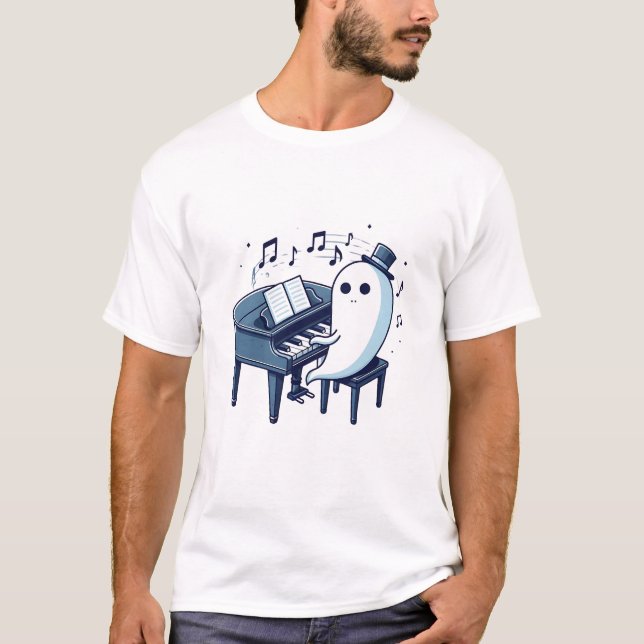 Ghost Speling Piano Funny T Shirt (Framsida)