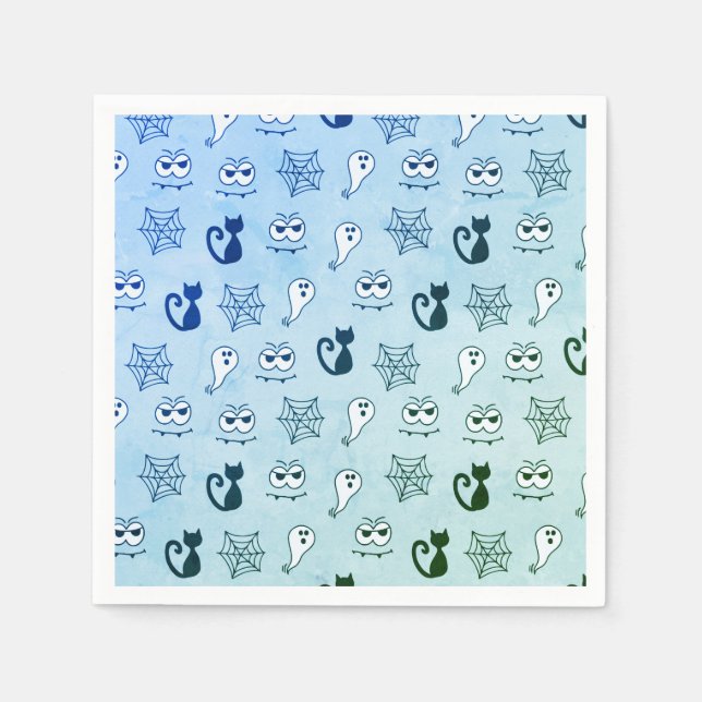 Ghost, Spindelnät och Svarta katter Blue Pappersservett (Framsidan)